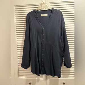 Free People Navy Button Down Tunic